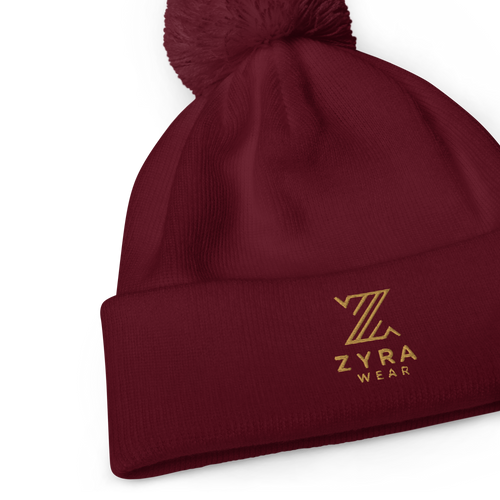 Gorro Pom Pom ZyraWear – Edición Burgundy Gold (Unisex)