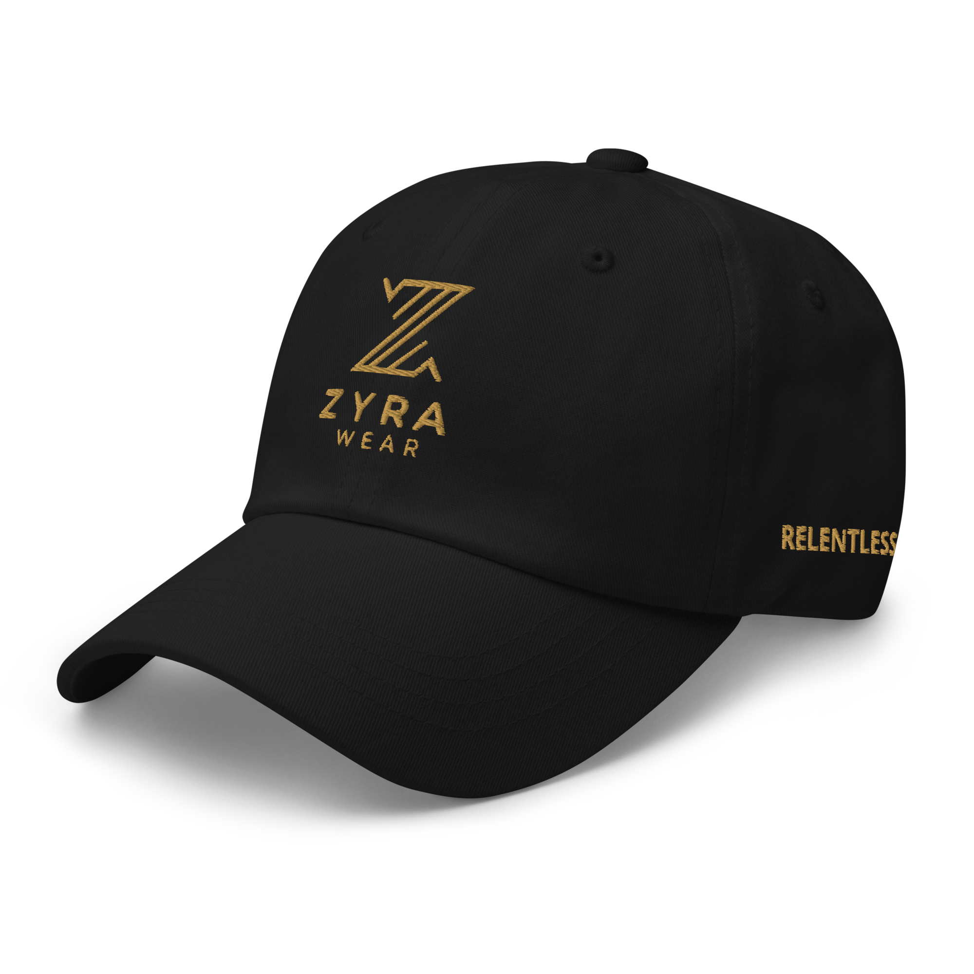 ZyraWear Relentless Dad Hat — Premium Gold Embroidered Edition