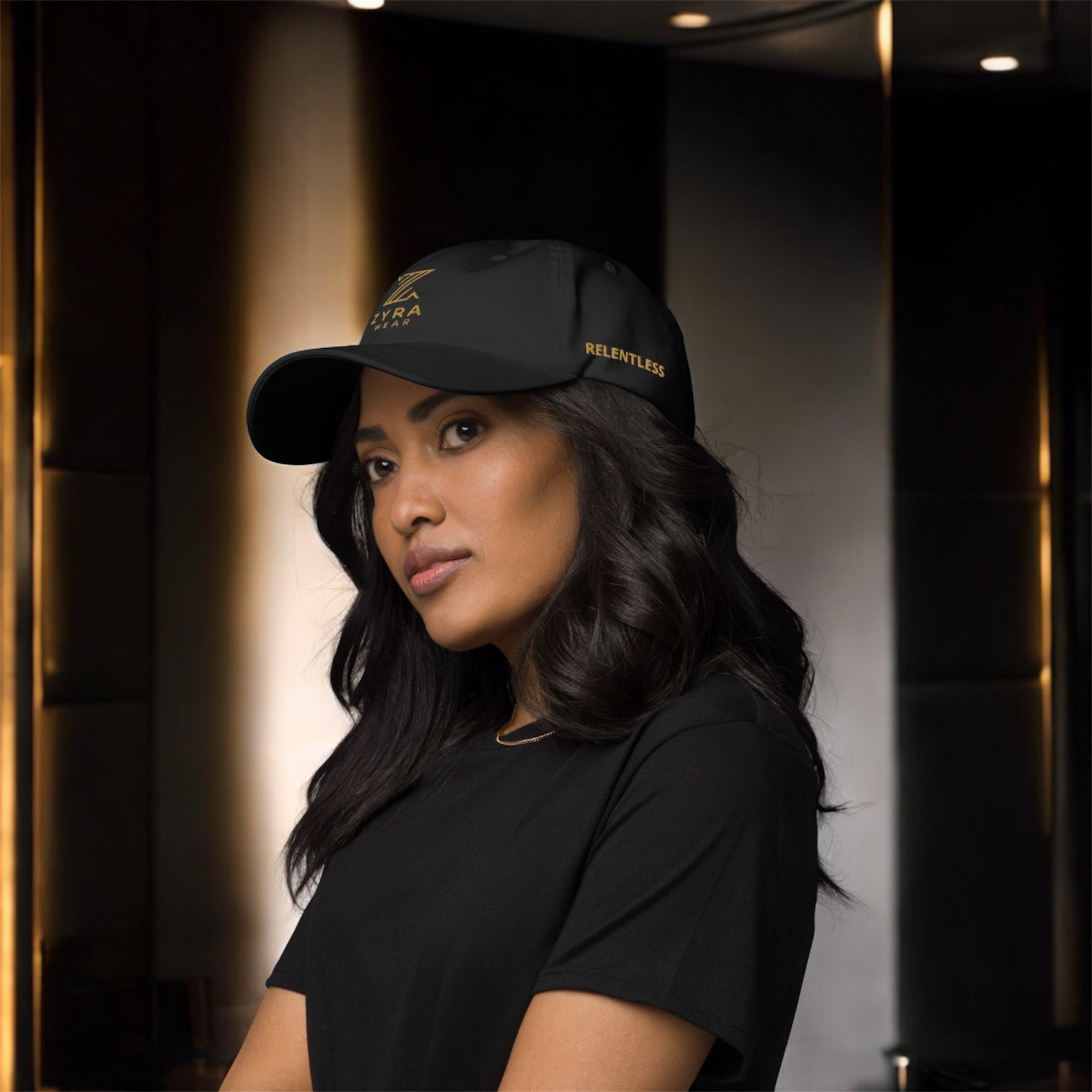 ZyraWear Relentless Dad Hat — Premium Gold Embroidered Edition